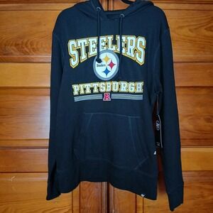 NWT '47 Brand Pittsburgh Steelers NFL Men Hoodie Starter Sweatshirt Large Black
